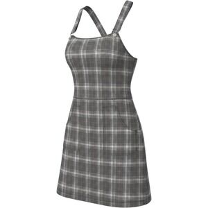 Tinsel Town Grey Plaid Skirtall Zip Front Pinafore Dress XL MYD018740C
